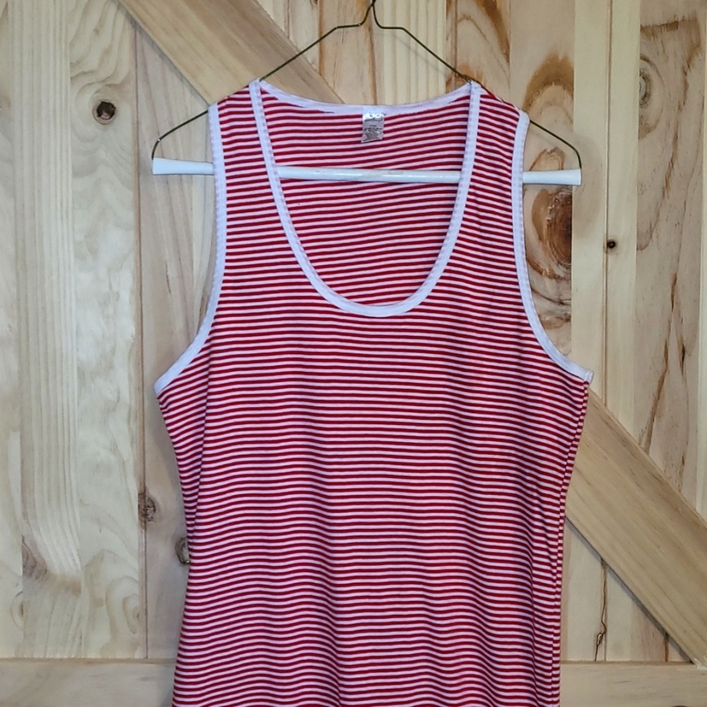 Red andwhite west loop razor back cotton maxi dress